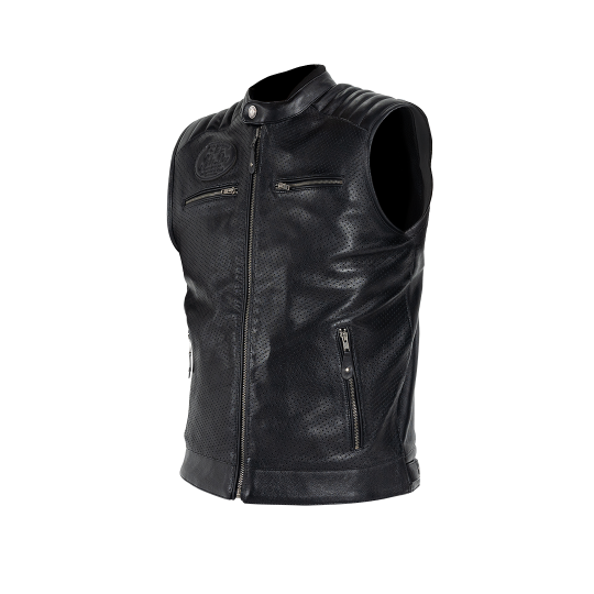 Storm Leather Vest Black