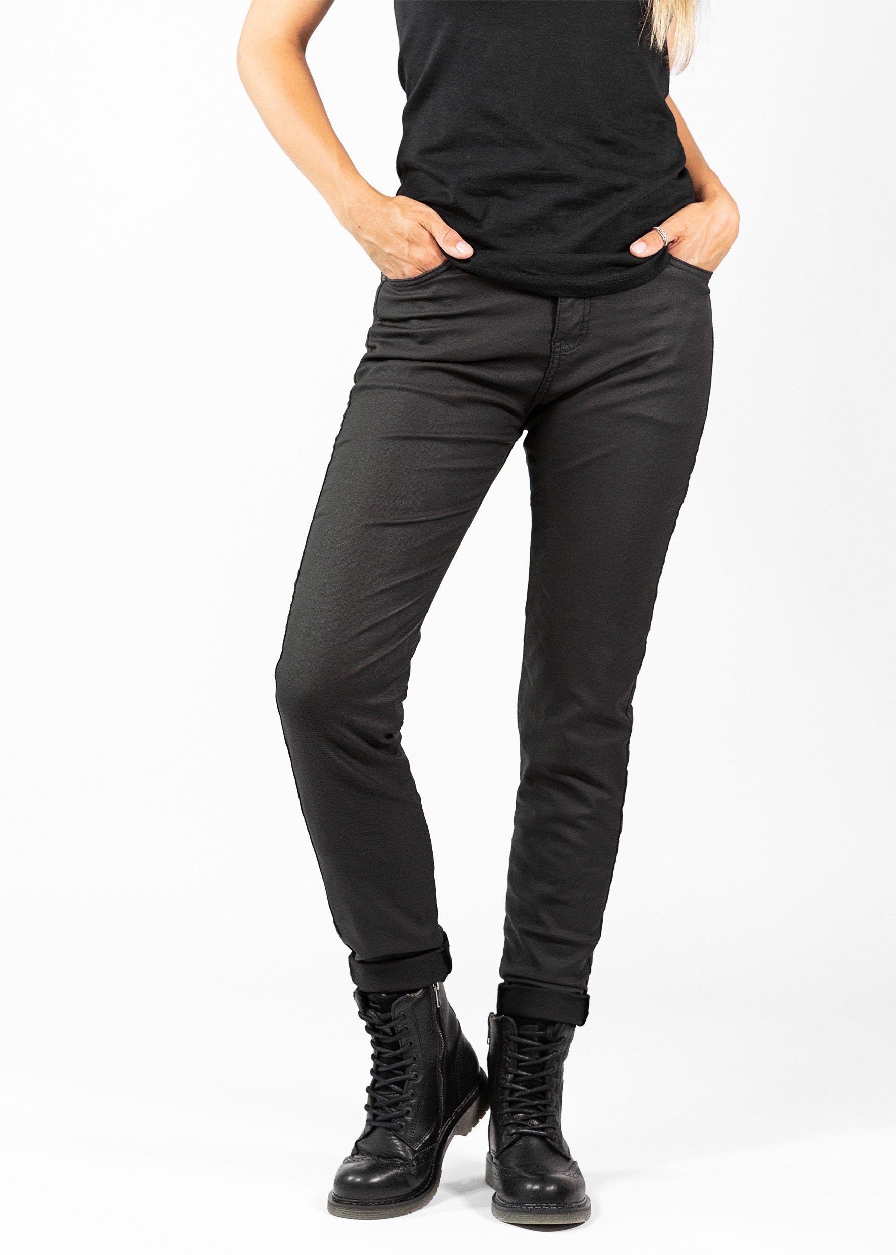 Black twill top jeggings